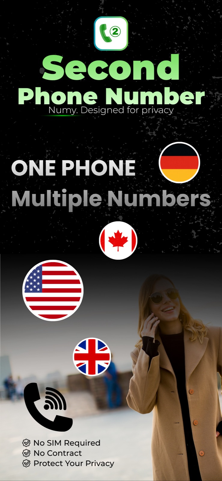 Numy app: one phone, multiple numbers